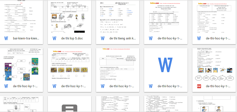 Bộ Đề Thi Mẫu Kèm Đáp Án